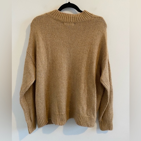 Banana Republic Camel Knit Cozy Perforated Pullover Sweater Size Small - Picture 6 of 6